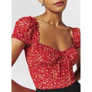 Reformation Red Floral Blouse